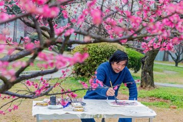 和史诚这谢送张明叔梅台三种梅花